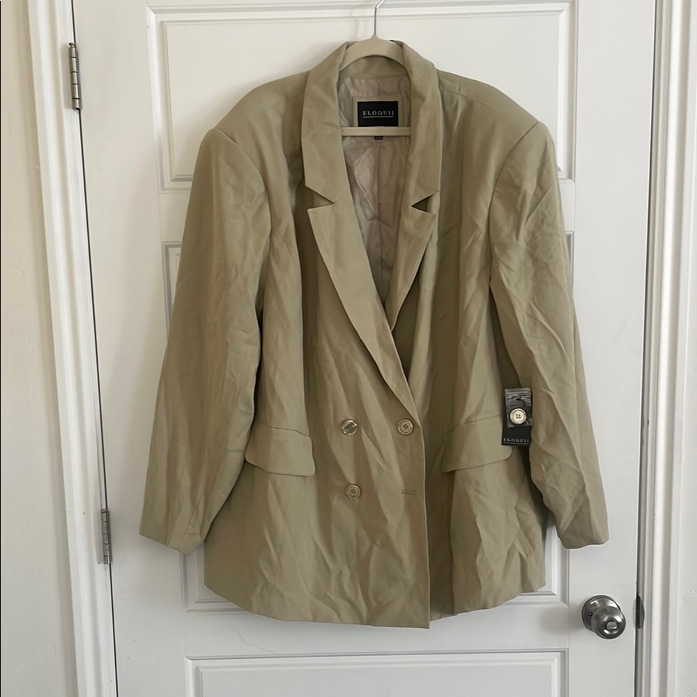 Eloquii Tan Relaxed Fit Blazer with Wide Lapels